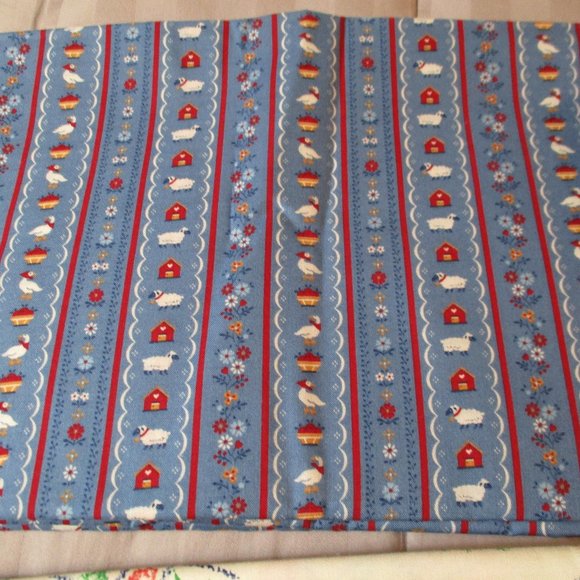 Lot of Three Cotton Fabric Remnants Flowers Ducks Sheep Crafts Quilts NEW